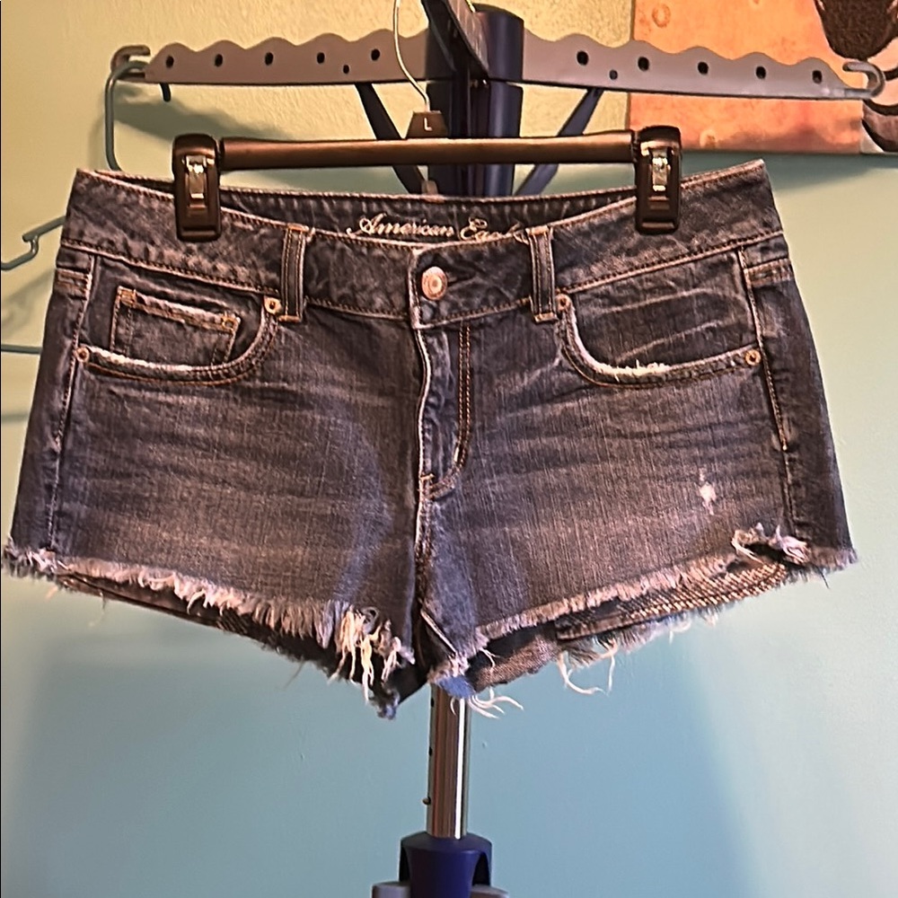 American Eagle Outfitters Blue Distressed Jean Shorts